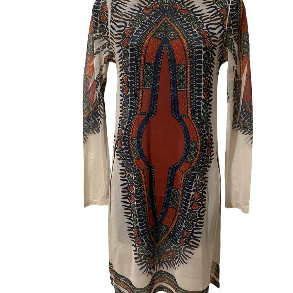 Bohemian Long Sleeve Dress - Multicolor